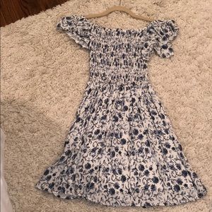 Kendall & Kylie Blue Floral Off the Shoulder Dress